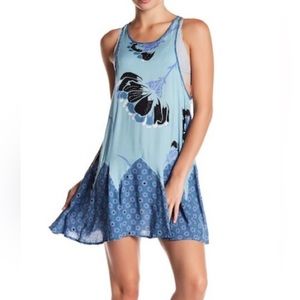 Free People Intimately Someone Like You Slip Dress Trapeze Tank Mini Dress Blue